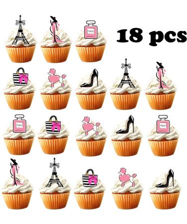 18pcs Paris Cupcake Toppers for Girl Lady Women Paris Party Supplies Glitter Rose Gold Eiffel Tower Cake Decorations Birthday French Themed Party Decorations - Buy Online on GoSupps.com