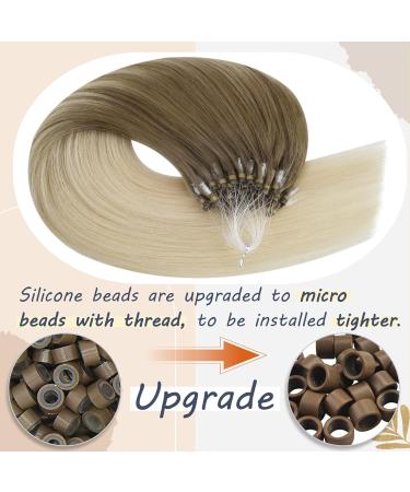 Ugeat Real Hair Microring Extensions - Ombre 60cm | Light Brown to White Blonde | 50g 1g Hair Highlights - Buy Online on GoSupps.com