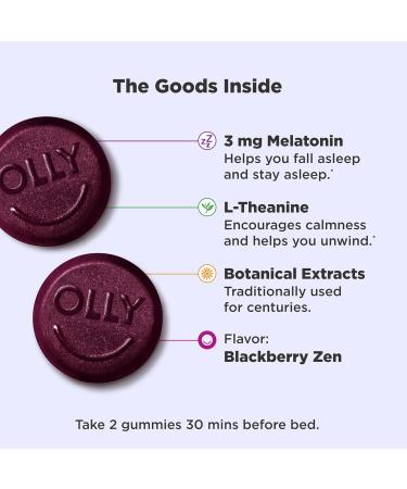 OLLY Extra Strength (5mg) & Regular Strength (3mg) Melatonin Sleep Gummies with L-Theanine 120 Count BlackBerry Flavor - Buy Online on GoSupps.com
