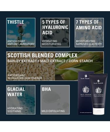 Blue Freedom Capsule Cleansing Foam - Exfoliating Face Scrub & Moisturizing Cleanser for Men | Cica Pore Tightening & Vitality Restoration - 5.07 fl. oz - Buy Online on GoSupps.com