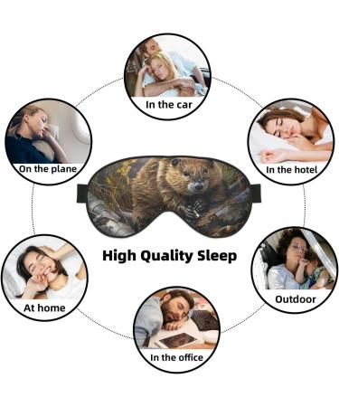 Beaver Working Print Unisex Sleeping Eye Mask | Soft Blocking Adjustable Strap Face Mask for Comfortable Sleep - Buy Online on GoSupps.com