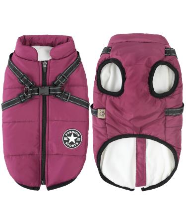 Dog jackets for winter windproof water 2 in 1 fleece winter coat for small dog vest dog sweater warm dog jacket violet 4xl