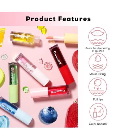 Zheyst Color Changing Lip Oil Set - 6pcs Fruit Lip Gloss Pack, Long Lasting & Nourishing Formula for Dry Lips, Includes 2 Lip Masks and 1 Mirror - Ideal for Teens - Buy Online on GoSupps.com