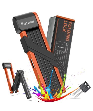 Folding lock with bracket - Bicycle lock High safety with 80cm long incl 2 key - Bicycle Castle Ideal as an e scooter ebike (orange) - Buy Online on GoSupps.com