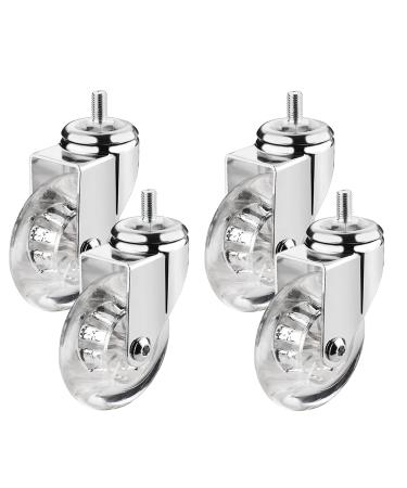 Threaded Shaft Swivel Castors Ball Castors Set of 4 75mm Furniture Swivel castors with M8 x 15 M10 x 15 grub Screws and Ball Bearings Transparent Rubber Transport castors Single Load 40kg .(M10*1 4 Swivel M10*15mm