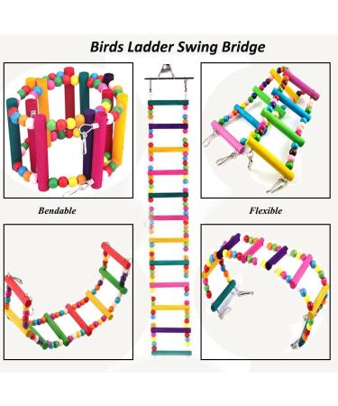 Bonaweite Bird Parrot Toys - Colorful Step Ladder Swing Bridge for Pet Training - 12 Ladders - Buy Online on GoSupps.com