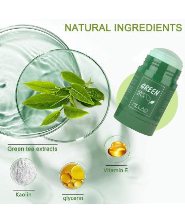 Green Tea Blackhead Remover & Purifying Clay Mask Stick - 2 Pack for Deep Pore Cleansing and Skin Brightening - Men and Women - Buy Online on GoSupps.com