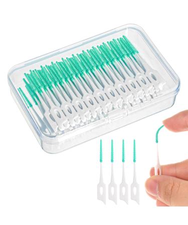 220 Pieces Interdental Brushes Silicone Dental Brushes Green Tooth Floss Picks for Braces Oral Cleaning