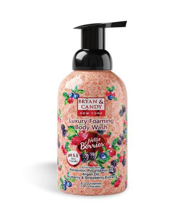 Bryan.&.Candy Luxury Foaming Body Wash with Pentavitin Pro Vit B5 Argan Oil Skin Friendly pH 5.5 All Skin Types 400 Ml (Nottie Berries)