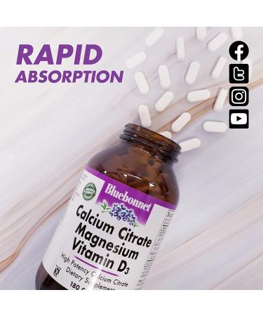 Bluebonnet Nutrition Calcium Citrate Magnesium D3 - 180 Caplets for Strong Bones - Buy Online on GoSupps.com