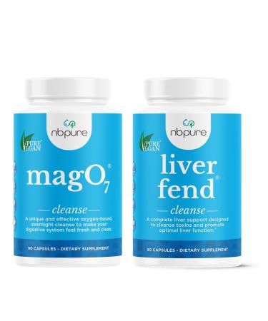 nbpure MagO7 + Liver Fend Detox Bundle | Oxygen-Powered Colon Cleanse & Liver Support | Relief for Occasional Constipation, Bloating & Toxin Build-Up | Ozonated Magnesium + Milk Thistle, 90 Capsules