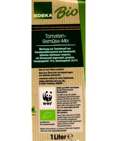Edeka Organic Vegetable Juice Tomato-Vegetable Mix - Pack of 8 (8 x 1L) | Buy Internationally Online - Buy Online on GoSupps.com