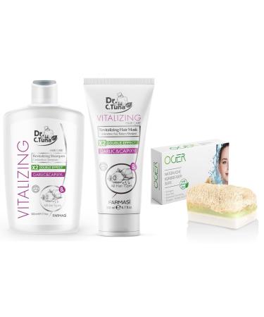 OGER Farmasi Dr CTuna vitalizing revitalizing garlic & capixyl hair care set natural pumpkin fiber soap shampoo 500 ml hair mask 200 ml 500ml