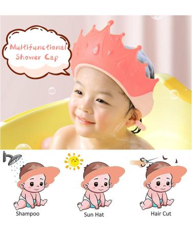 KAMHBE Kids Shower Cap Shield - Adjustable Crown Hair Wash Visor for Eyes, Ears & Face (Red) - Buy Online on GoSupps.com