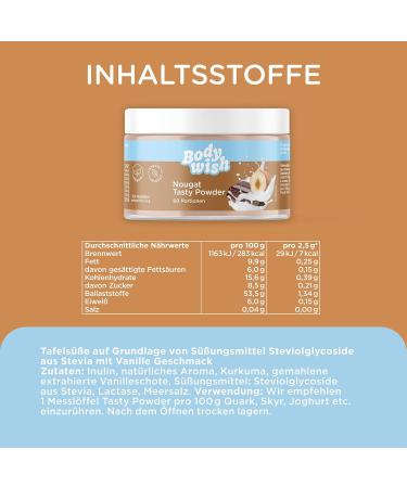 Bodywish Nougat Tasty Powder - Low-Calorie Sugar Substitute | Natural Flavor | 3 x 150g - Buy Online on GoSupps.com