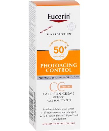 Eucerin Photoaging Control Face Sun CC Cream SPF 50+ | Tinted Medium | 50 ml - Buy Internationally - Buy Online on GoSupps.com