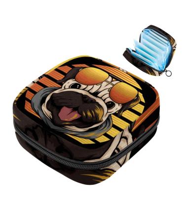 Portable women's binding-up bags menstrual cup bags feminine menstrual insert bag for teenage girls tampons for the first period creative funny pug dog with multi-colored 10