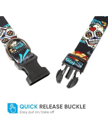Heele Dog Collar for Puppies & Small Medium Dogs | Adjustable Patterned & Comfortable | Robust Black Collar (34-53cm) - Buy Online on GoSupps.com