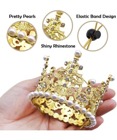 BIPY 2Pcs Dog Crown Pet Birthday Hats Cat Tiara Crown Headpiece Gold Silver Princess Rhinestone Faux Pearl Birthday Cake Topper for Medium Large Puppy Cats Doggies Party Wedding Hair Accessories - Buy Online on GoSupps.com