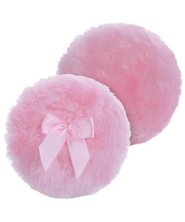 WLLHYF 2 PCS Large Fluffy Powder Puff 4 Inch Soft Velour Body Powder Puff Round Body Cosmetic Powder Loose Puff Washable Face Powder Puff Wet Dry Makeup Tool