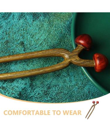 Baluue U Shaped Hairpin Mushroom Hair Stick Wooden Hair Fork Chinese Hair Chopsticks Chignon Pins Hair Chopsticks for Women Girl - Buy Online on GoSupps.com