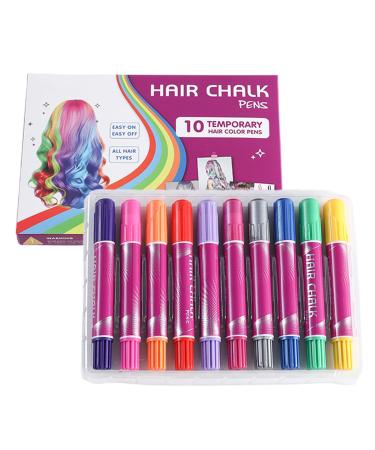 Teinture Capillaire Temporaire 10 Couleurs Craies Colorantes pour Cheveux Marqueurs de Coloration Temporaire Kit de Maquillage Lavable Jouet Amusant pour Adolescents et Adultes pour le Cosplay