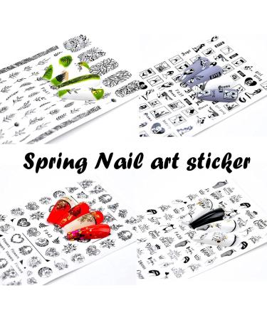 Black Heart & Flower Nail Art Stickers - 3D Self-Adhesive Decals for Women & Girls (8 Sheets) - Buy Online on GoSupps.com