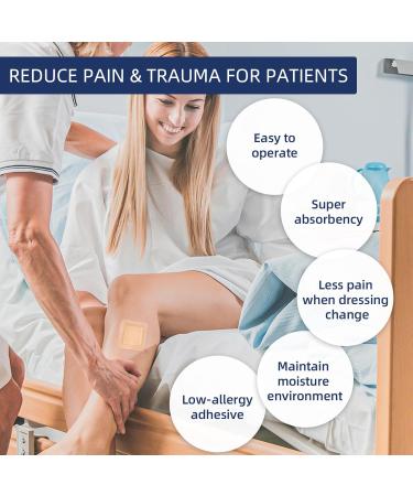 URAY Silicone Foam Dressing with Border - 10 Pack Waterproof & Highly Absorbent Bandages for Wounds Bed Sores & First Aid - Gentle Adhesive 3x3 - Buy Online on GoSupps.com