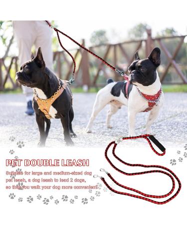 Tibapla Double Dog Leash - Reinforced Padded Handles for Small to Large Dogs - Healing & Training - 10mm x 140cm (Red) - International Shipping - Buy Online on GoSupps.com