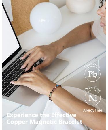 Jeracol Copper Magnetic Bracelet for Women - Lymphatic Drainage & Healing Stones - Adjustable Length - Gift Box Included - Buy Online on GoSupps.com