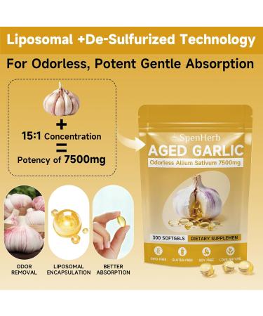 Aged Garlic Extract Softgels Odorless Allium Sativum 7500mg Antioxidant Supplement Immune Support Heart Health Non-GMO 300 Softgels 1 Bag 300 Count (Pack of 1) - Buy Online on GoSupps.com