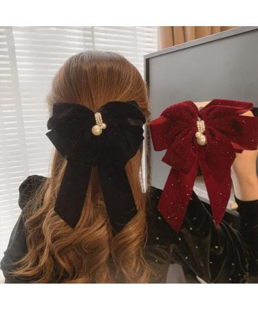 Elegant Large Black Hair Clip Loop with Pearl Sheet - Hair Accessories for Women & Girls | Perfect Gift - Buy Online on GoSupps.com