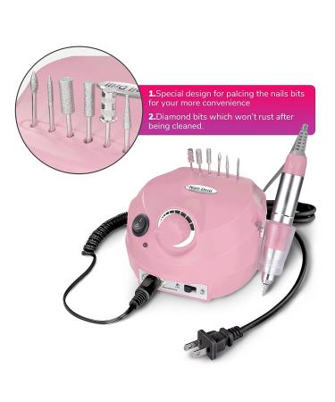 AW 30000RPM Electric Nail Drill Kit for Acrylic Nails - Manicure Pedicure Tool with 6 Bits - Pink - Buy Online on GoSupps.com