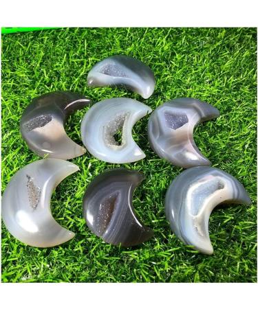 Collection Natural Agate geode Quartz Crystal Hand Carved Moon Reiki Healing.1pc (Size : 3pc) - Buy Online on GoSupps.com