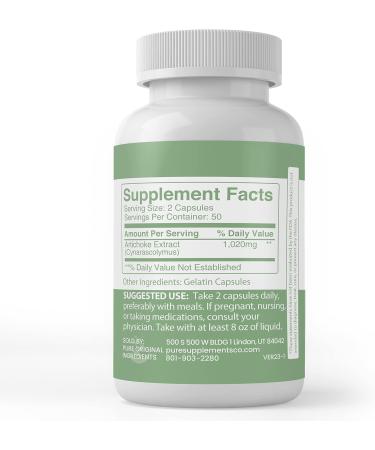 Pure Artichoke Extract Capsules - 100 Count | Lab Verified, No Additives | 100% Original Ingredients - Buy Online on GoSupps.com