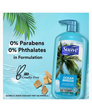Suave Essentials Ocean Breeze Body Wash - 30 fl oz with Sweet Blend Oil Essence | Buy Internationally - Buy Online on GoSupps.com