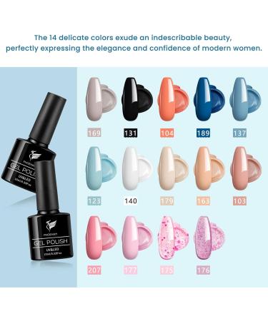 Gel Nail Polish Set with 36W UV/LED Lamp - 17pcs Azure Fantasy Starter Kit for Women | Blue Pink Soak Off Gel Polish Glossy Matte Finish Manicure Tools - Buy Online on GoSupps.com