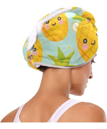 Super Absorbent Yellow Pineapple Teal Hair Towel 2 Pack | Quick Dry Hair Turbans for Women & Girls - Buy Online on GoSupps.com