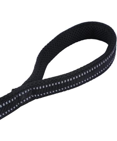 PETTOM Heavy Duty 2 Meter/6.5 Ft Black Dog Lead Leash | Soft Padded Reflective Nylon Webbing for Small to Large Dogs - Buy Online on GoSupps.com