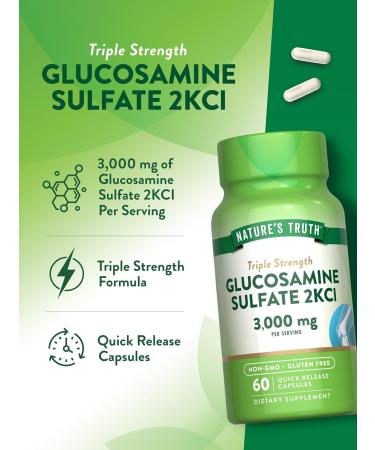 Nature's Truth Glucosamine Sulfate Capsules | 3000mg | 60 Count | Triple Strength | Non-GMO & Gluten Free Supplement - Buy Online on GoSupps.com