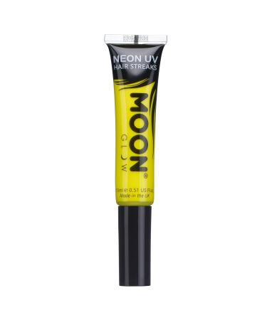 Moon Glow Neon UV Hair Colour Streaks | Yellow | Hair Mascara - Temporary Wash out Hair Dye | Bright Neon Colour Glows under UV Lighting Intense Yellow