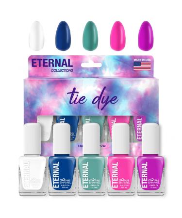 Eternal Nail Polish Set 5 Piece Kit: Long Lasting  Quick Dry and Cruelty Free. Made in USA - 0.46 Fluid Ounces Each (Tie Dye)