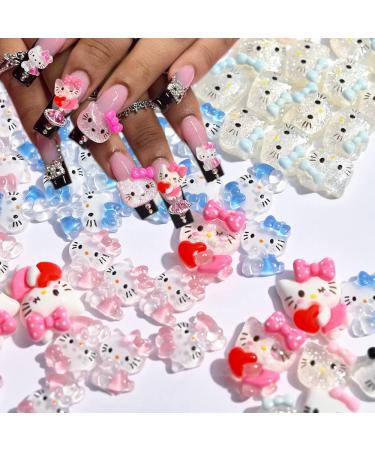 Cartoon Nail Charms for Acrylic Nails Cute Cat Nail Decals Cartoon 3D Nail  Charms Decoration Cat Nail Jewelry for Women Girls Accessories DIY Craft  Phone Case Decoration 0.62 inch x 0.51 inch A51