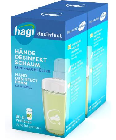 Hagi Hand Disinfection Foam - 2-Pack Refill for Mini Foam Dispenser (60 ml) | Pleasantly Fragrant & Effective Sanitizer - Buy Online on GoSupps.com