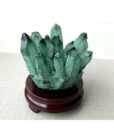 Natural Crystal Cluster Green Ghost Quartz Specimen Green Crystal Cluster Point Ornament Home Decor 500-600g Crystal Cluster - Buy Online on GoSupps.com