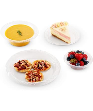 GOURMEX 5oz Plastic Plates Disposable | Clear Party Plates Bulk Disposable Plates | Microwaveable Food Safe BPA Free Disposable Plates (5oz) - Buy Online on GoSupps.com