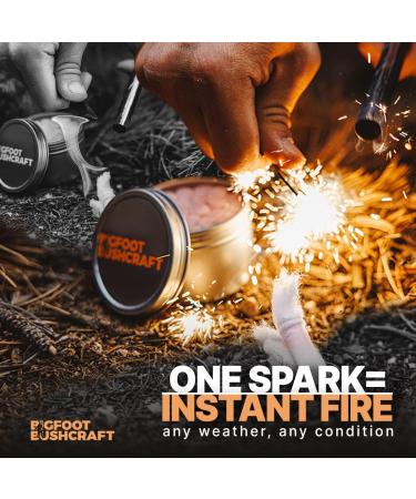 Bigfoot Bushcraft Mini Fire Starting Kit - Waterproof & Windproof - 5+ Minute Burn Time - Includes 16 Fire Plugs, Tin, and Ferro Rod Set - Buy Online on GoSupps.com