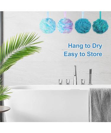UPMSX SYHZC Bath Sponge Loofah 75g/PCS Set of 4 | Soft Shower Sponge | Exfoliating Body Scrubber for Women and Men | Extra Large Mesh Poufs | Flower Color (Green-Purple-Large) - Buy Online on GoSupps.com