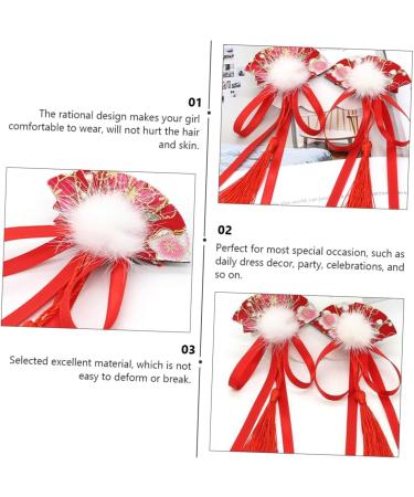 ibasenice 3 Pairs Children's Hairpin Butterfly Hair Clips Chinese New Year Hair Clips Hair Clip Accessories Polymer Clay Cane Styling Hair Clips Decor Red Fabric Ribbon Woman Chinese Style - Buy Online on GoSupps.com