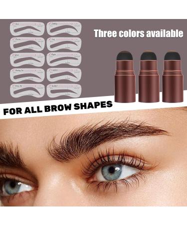 Eyebrow Powder Stamp Set - Reusable Dark Brown Eyebrow Stamp with Brushes & Stencils for Perfect Brow Formation | Home Salon Makeup Tools - Buy Online on GoSupps.com